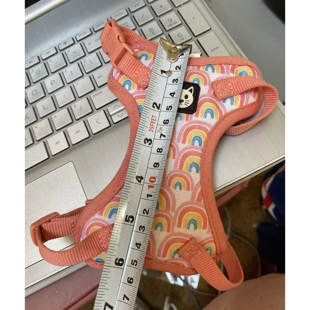 Vibrant Life Peach Rainbow Cat Kitty Harness with Leash O/S READ
